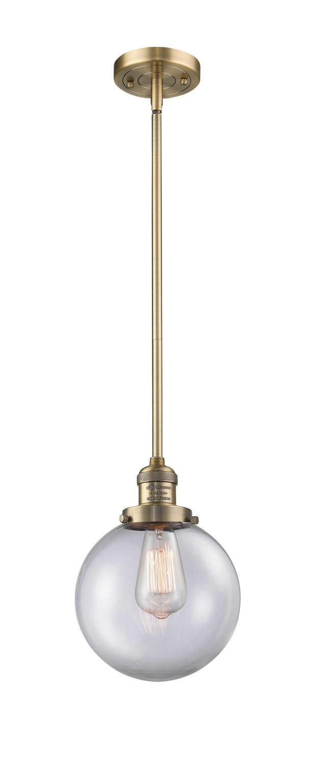 LED Mini Pendant by Innovations - Franklin Restoration Collection, Brushed Brass Finish - 201S-BB-G202-8-LED