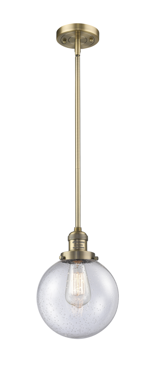 One Light Mini Pendant by Innovations - Franklin Restoration Collection, Brushed Brass Finish - 201S-BB-G204-8