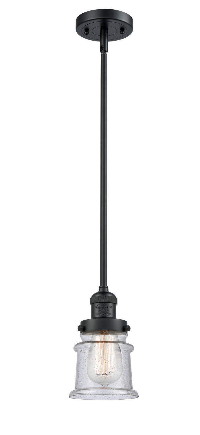 One Light Mini Pendant by Innovations - Franklin Restoration Collection, Matte Black Finish - 201S-BK-G184S
