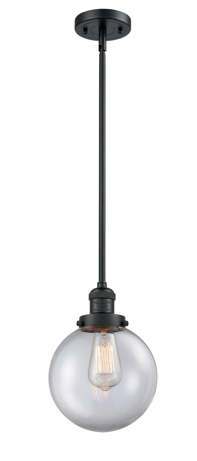 One Light Mini Pendant by Innovations - Franklin Restoration Collection, Matte Black Finish - 201S-BK-G202-8