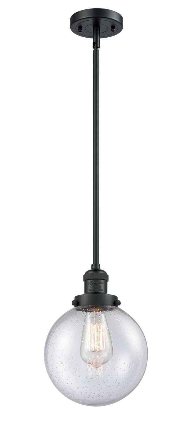 One Light Mini Pendant by Innovations - Franklin Restoration Collection, Matte Black Finish - 201S-BK-G204-8