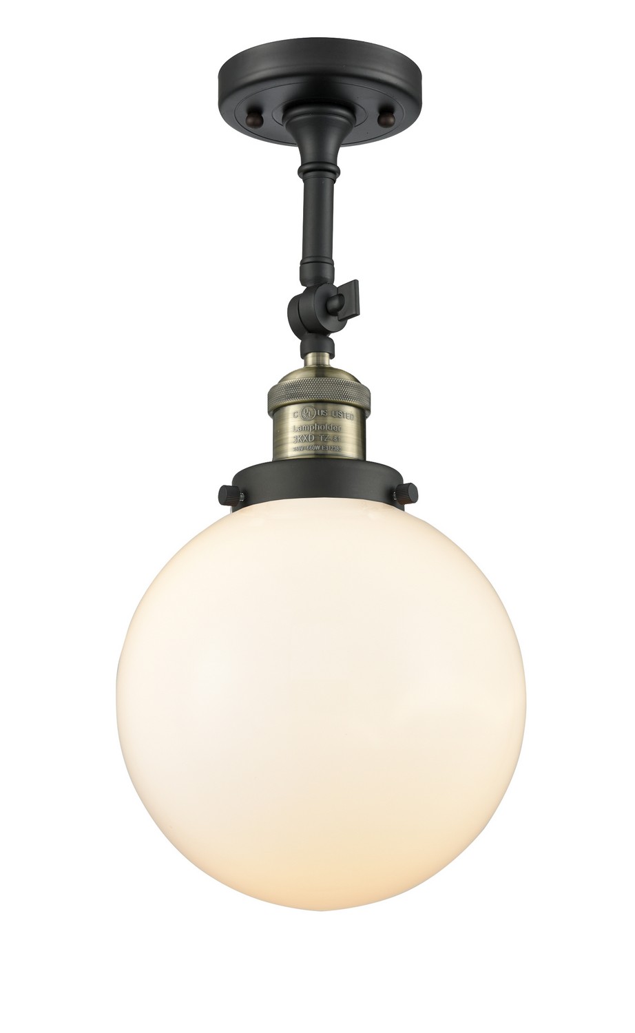 LED Semi-Flush Mount by Innovations - Franklin Restoration Collection, Black Antique Brass Finish - 201F-BAB-G201-8-LED