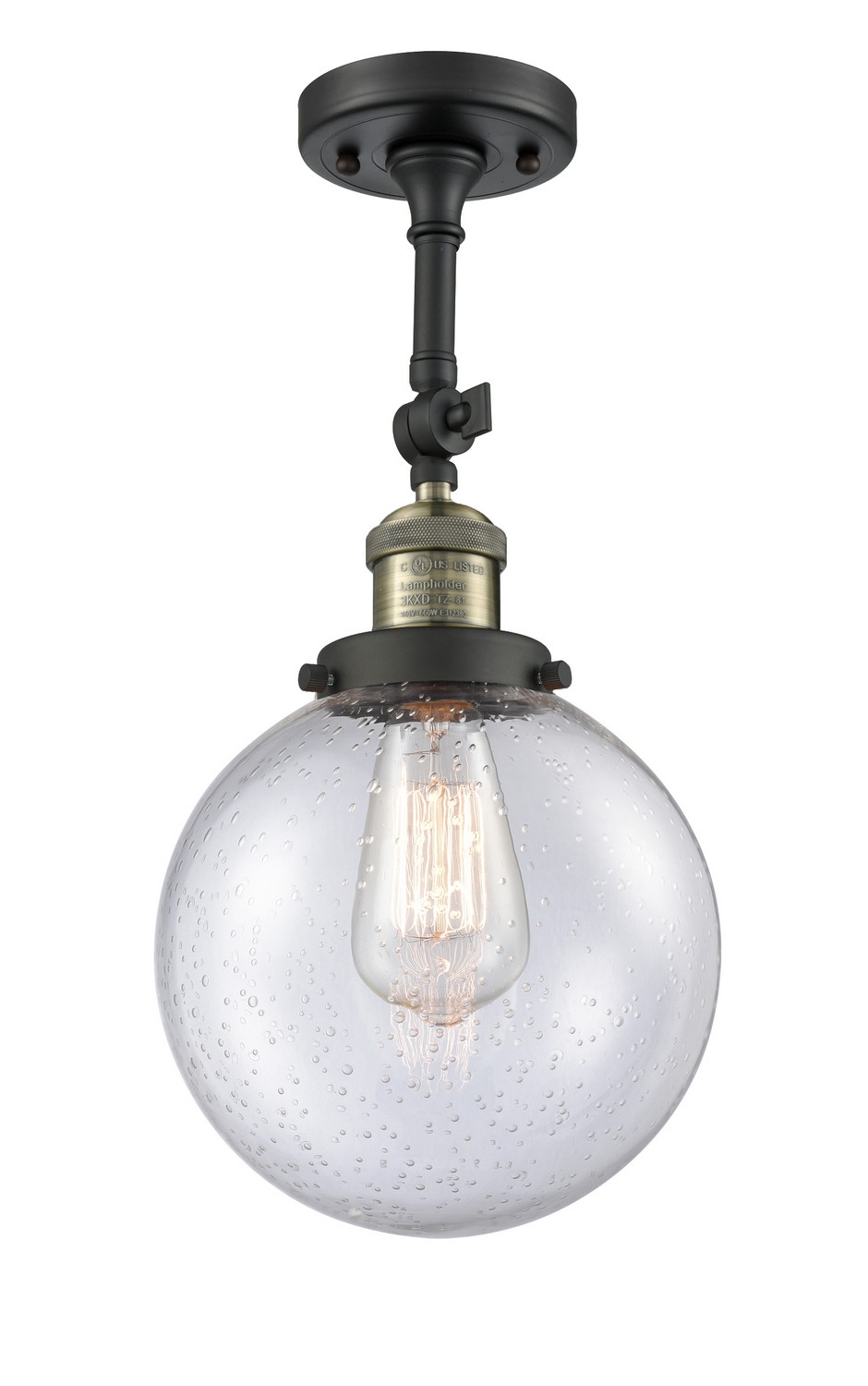 LED Semi-Flush Mount by Innovations - Franklin Restoration Collection, Black Antique Brass Finish - 201F-BAB-G204-8-LED