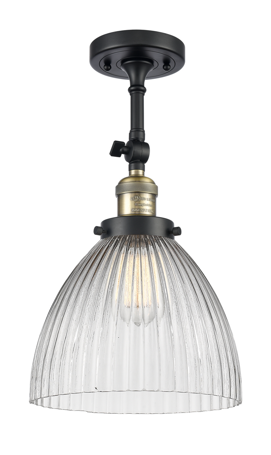 One Light Semi-Flush Mount by Innovations - Franklin Restoration Collection, Black Antique Brass Finish - 201F-BAB-G222