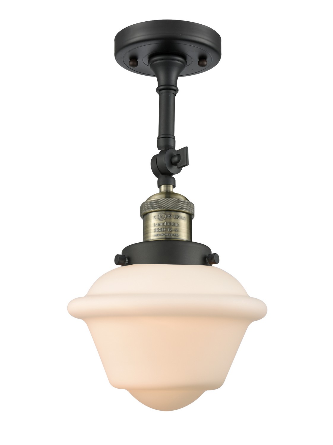 LED Semi-Flush Mount by Innovations - Franklin Restoration Collection, Black Antique Brass Finish - 201F-BAB-G531-LED