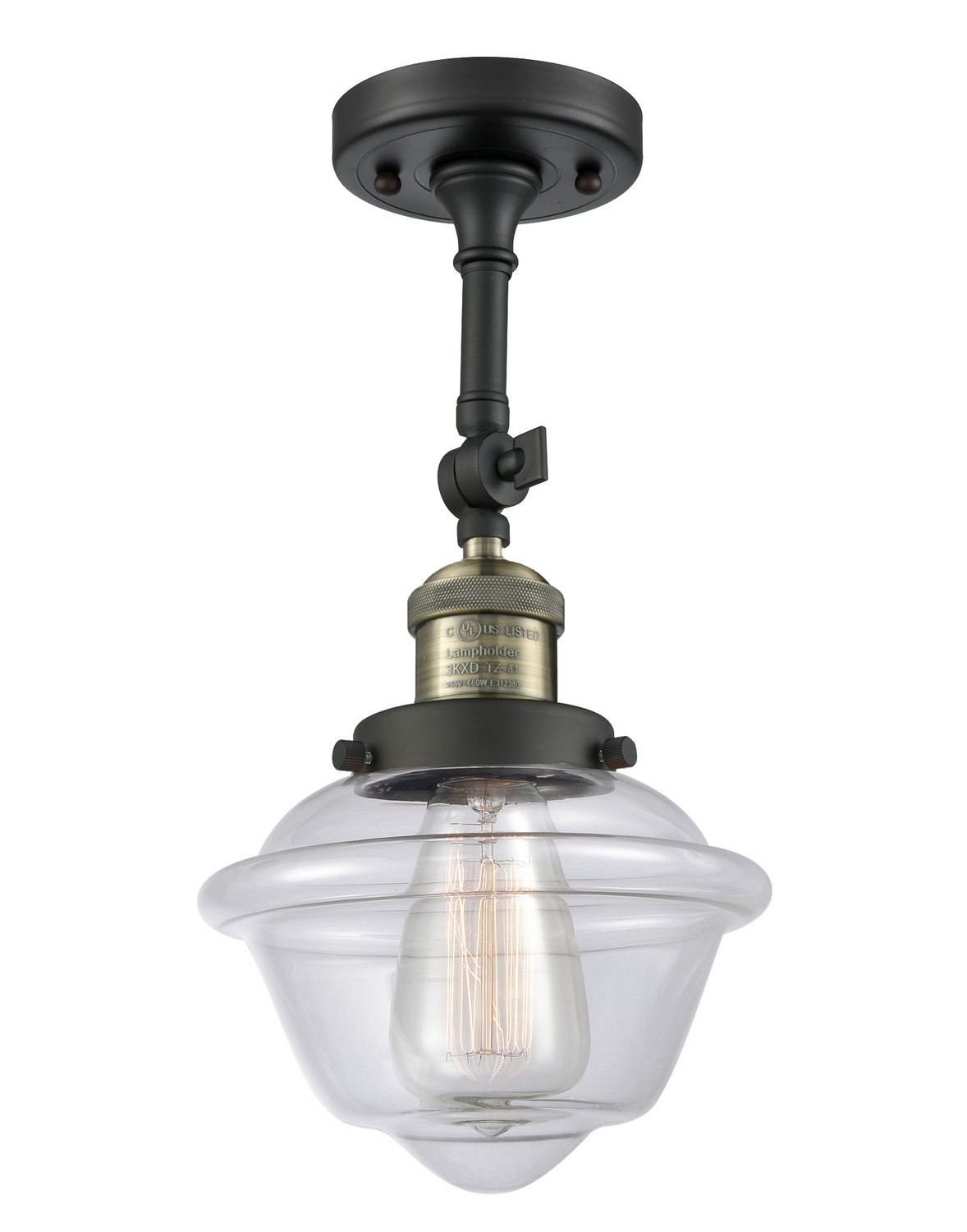 LED Semi-Flush Mount by Innovations - Franklin Restoration Collection, Black Antique Brass Finish - 201F-BAB-G532-LED