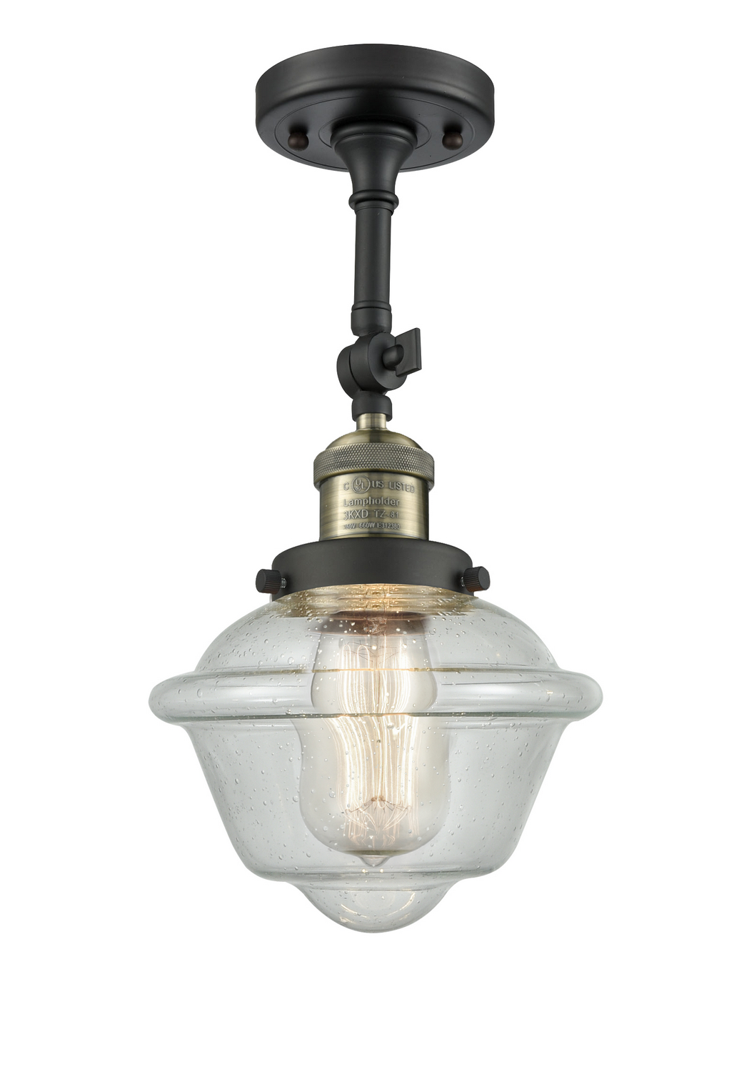One Light Semi-Flush Mount by Innovations - Franklin Restoration Collection, Black Antique Brass Finish - 201F-BAB-G534