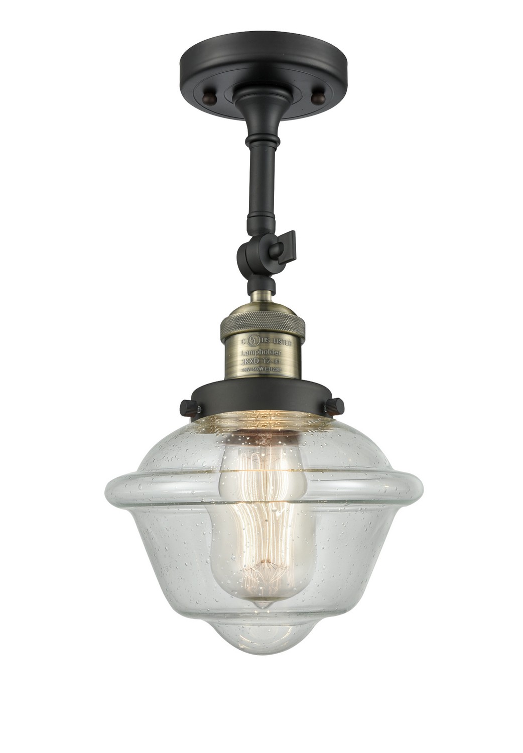 LED Semi-Flush Mount by Innovations - Franklin Restoration Collection, Black Antique Brass Finish - 201F-BAB-G534-LED