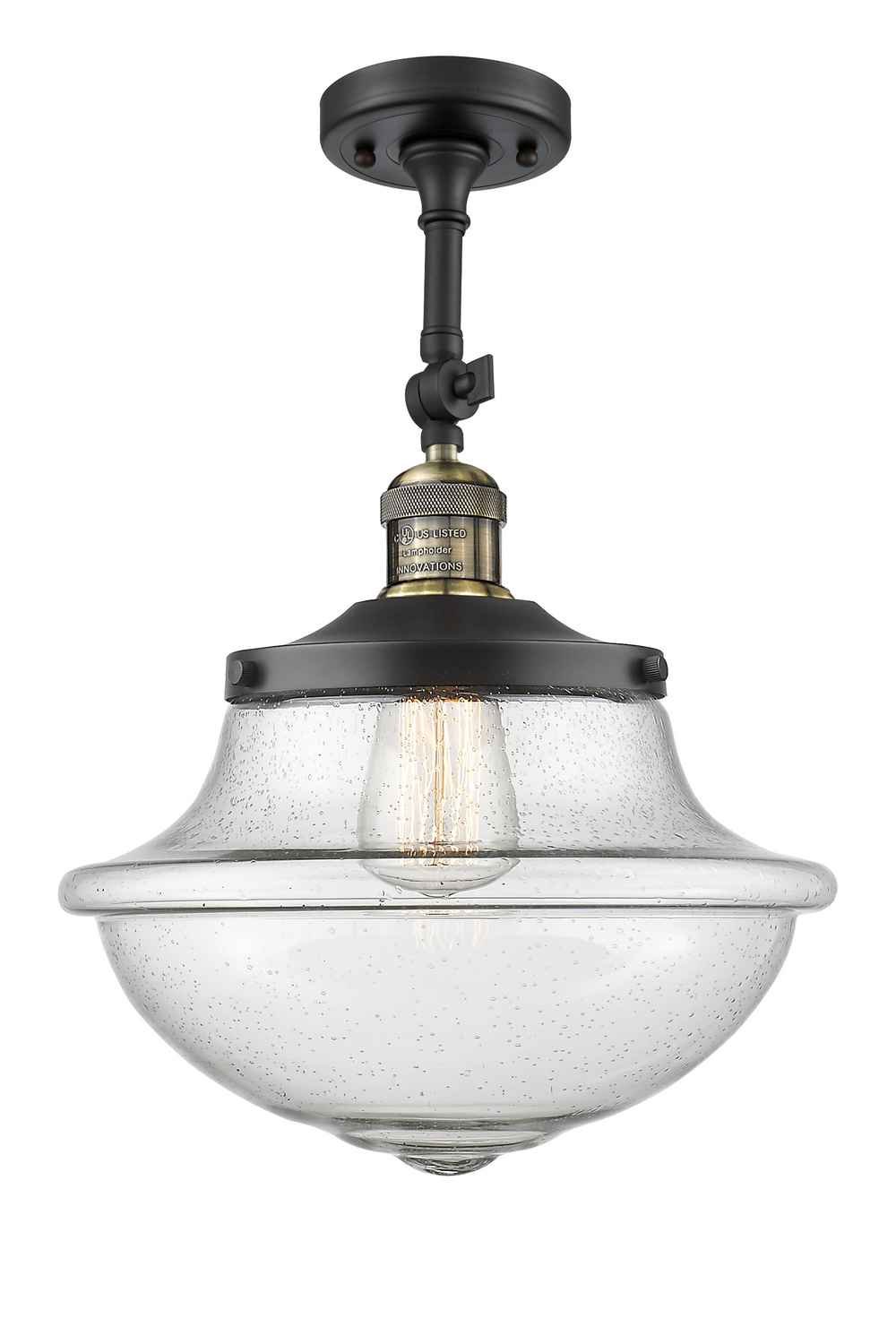 One Light Semi-Flush Mount by Innovations - Franklin Restoration Collection, Black Antique Brass Finish - 201F-BAB-G544