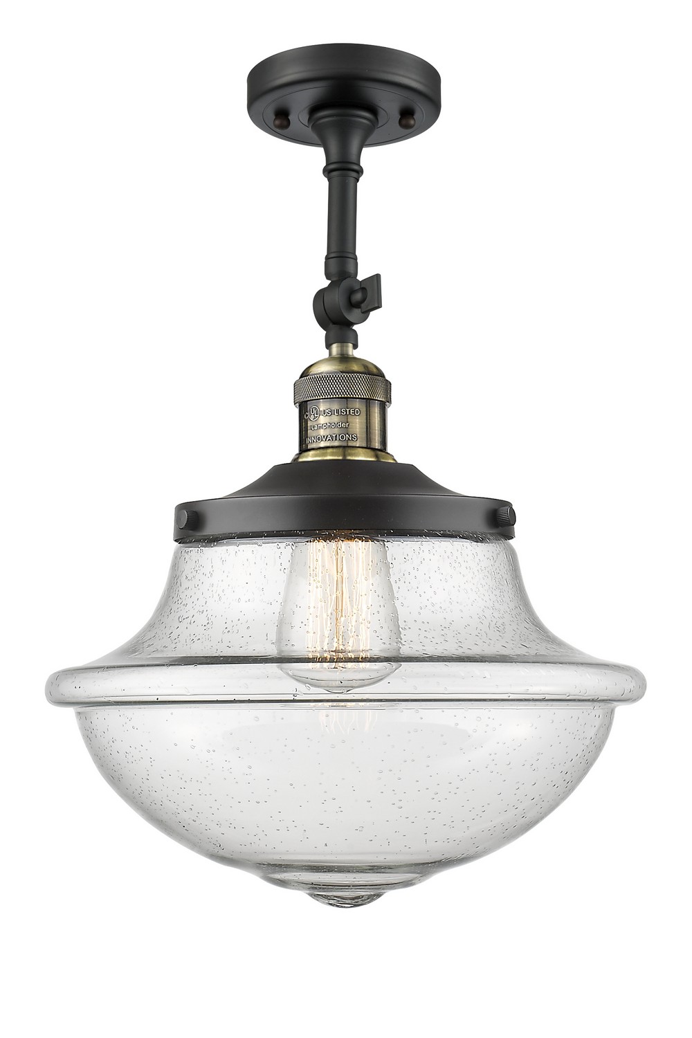 LED Semi-Flush Mount by Innovations - Franklin Restoration Collection, Black Antique Brass Finish - 201F-BAB-G544-LED