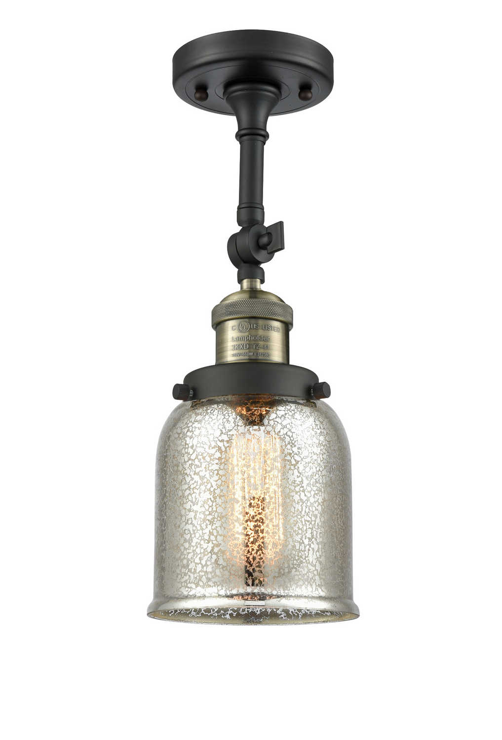 One Light Semi-Flush Mount by Innovations - Franklin Restoration Collection, Black Antique Brass Finish - 201F-BAB-G58