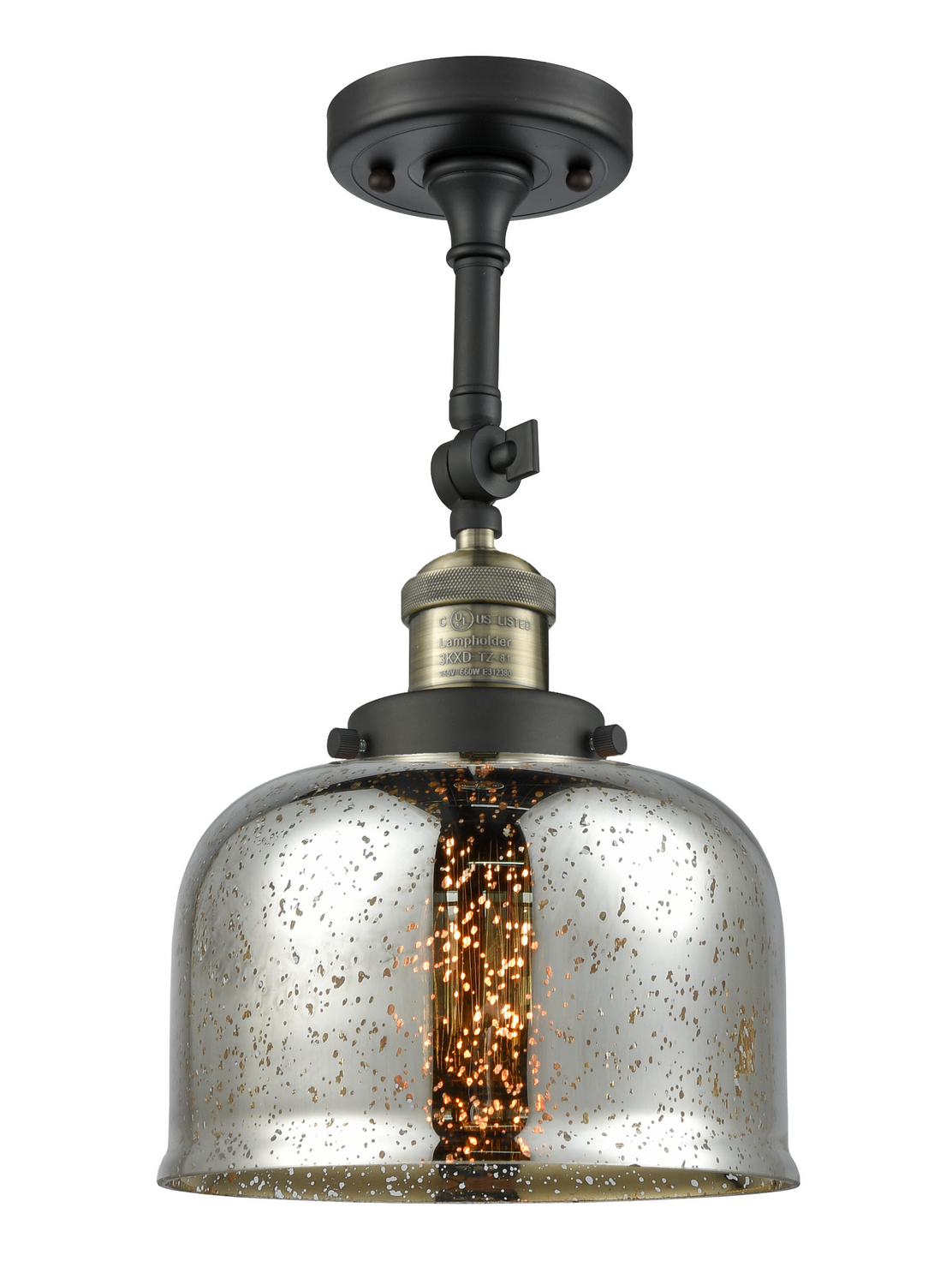 One Light Semi-Flush Mount by Innovations - Franklin Restoration Collection, Black Antique Brass Finish - 201F-BAB-G78