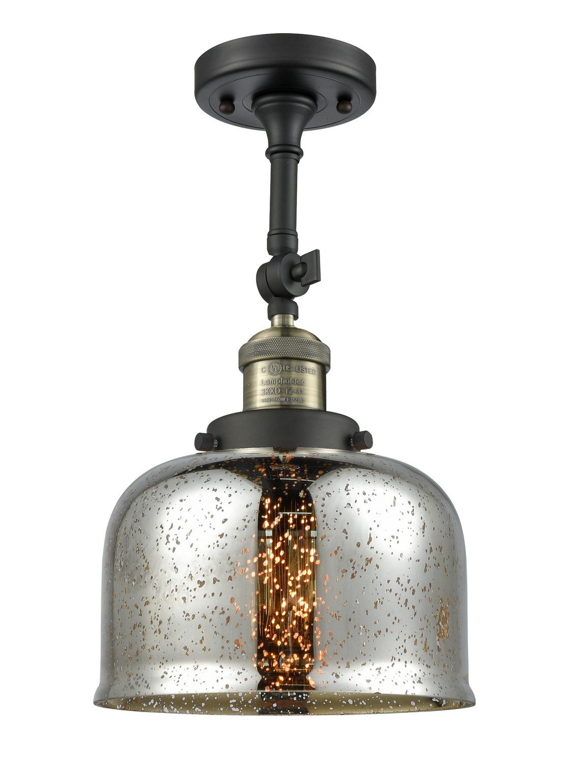 LED Semi-Flush Mount by Innovations - Franklin Restoration Collection, Black Antique Brass Finish - 201F-BAB-G78-LED