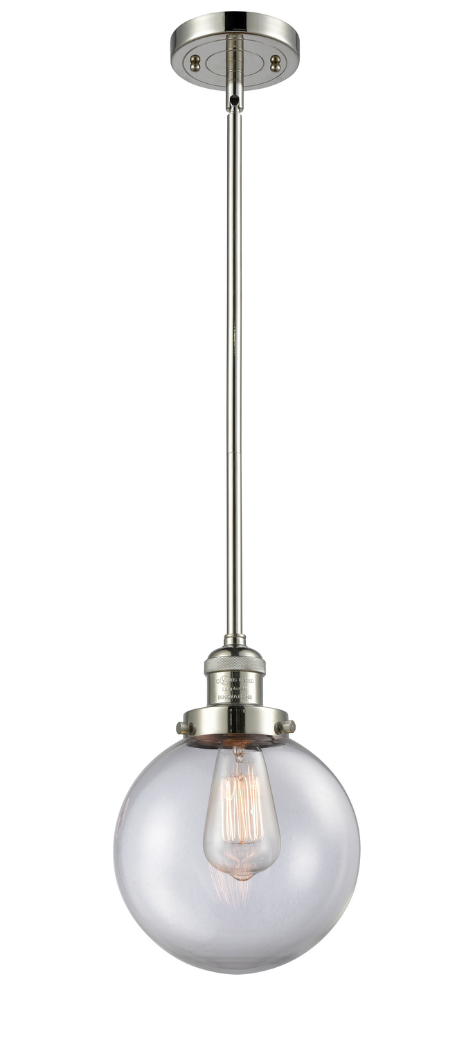 One Light Mini Pendant by Innovations - Franklin Restoration Collection, Polished Nickel Finish - 201S-PN-G202-8
