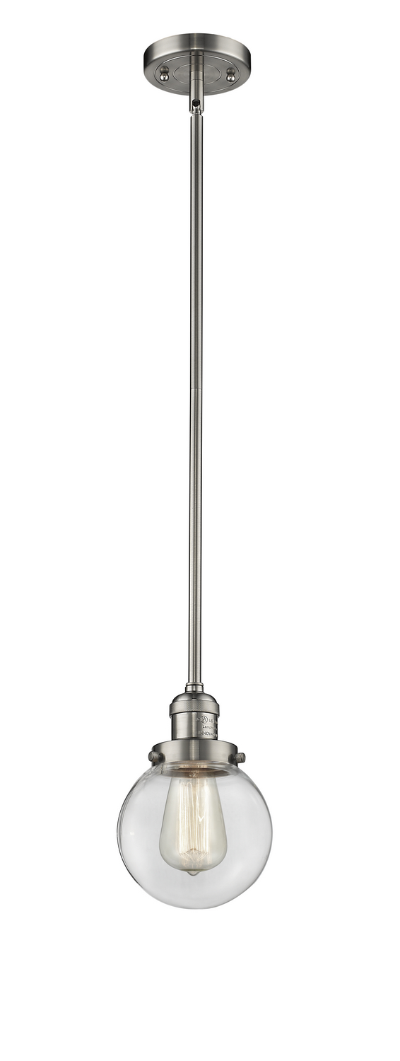 One Light Mini Pendant by Innovations - Franklin Restoration Collection, Brushed Satin Nickel Finish - 201S-SN-G202-6