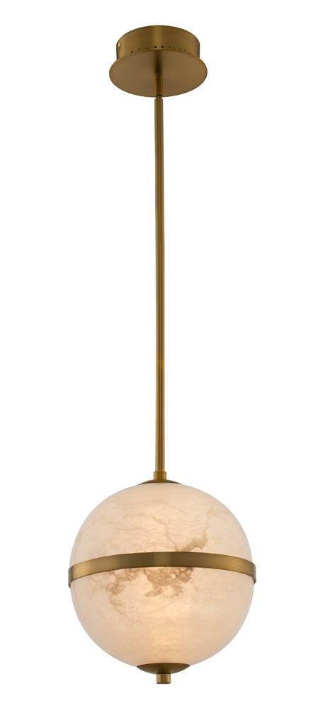 KALC 512511WB CANTERBURY 10 INCH LED MINI PENDANT WINTER BRASS 12W 2700K 1080 LUMENS