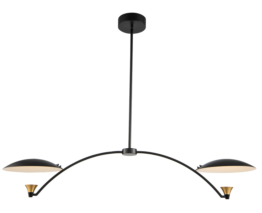 Kalco Redding LED Island Pendant in Matte Black w White and Brass Accent - 513661BWB