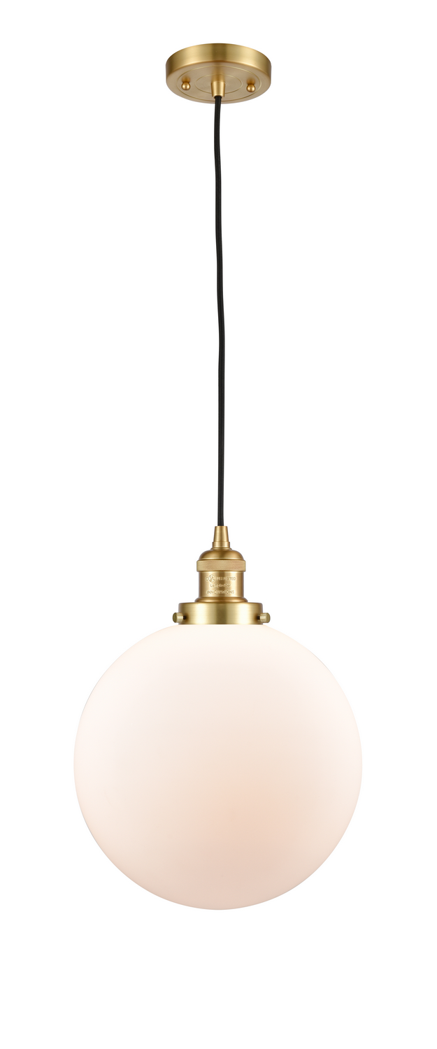 One Light Mini Pendant by Innovations - Franklin Restoration Collection, Satin Gold Finish - 201C-SG-G201-12