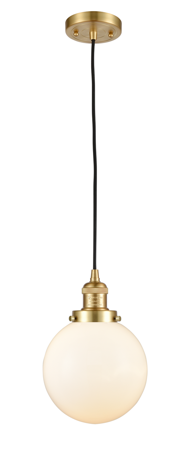 One Light Mini Pendant by Innovations - Franklin Restoration Collection, Satin Gold Finish - 201C-SG-G201-8