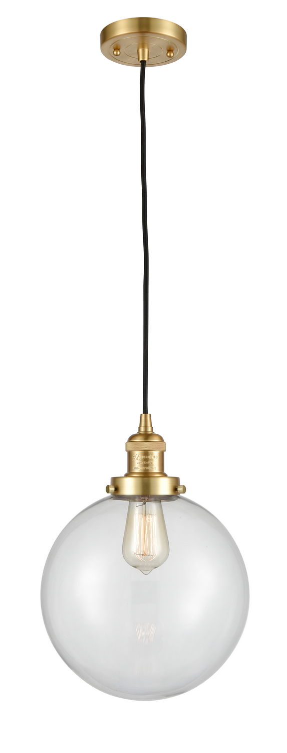 One Light Mini Pendant by Innovations - Franklin Restoration Collection, Satin Gold Finish - 201C-SG-G202-10