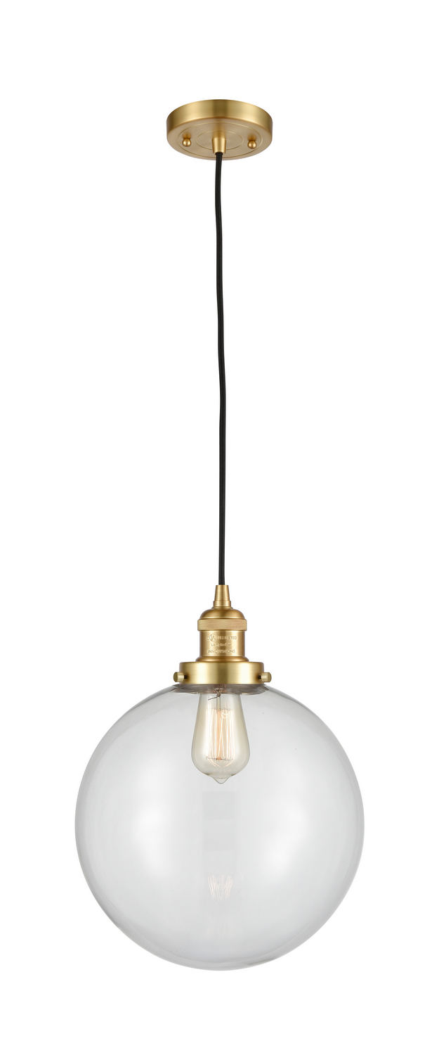 One Light Mini Pendant by Innovations - Franklin Restoration Collection, Satin Gold Finish - 201C-SG-G202-12
