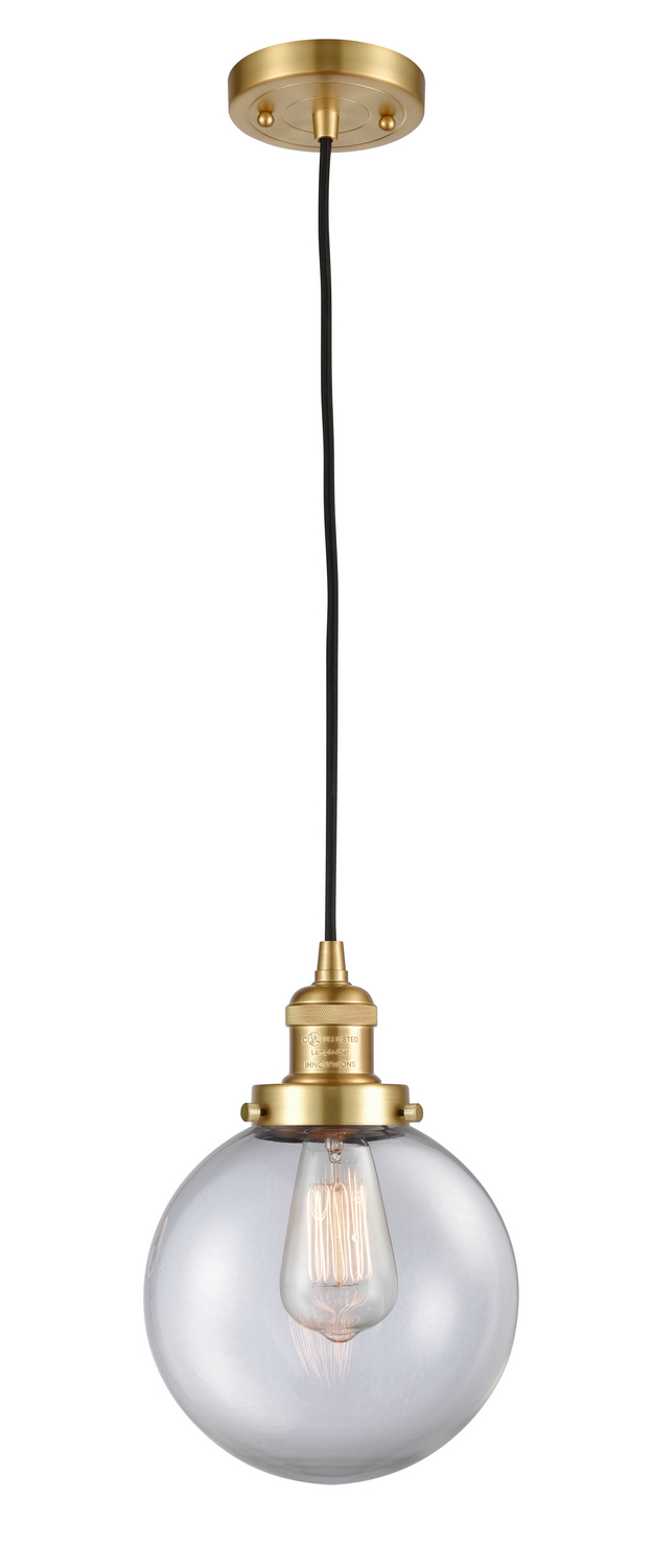 One Light Mini Pendant by Innovations - Franklin Restoration Collection, Satin Gold Finish - 201C-SG-G202-8