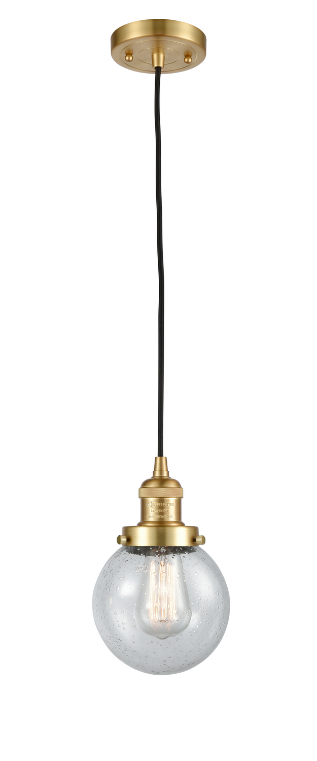 One Light Mini Pendant by Innovations - Franklin Restoration Collection, Satin Gold Finish - 201C-SG-G204-6