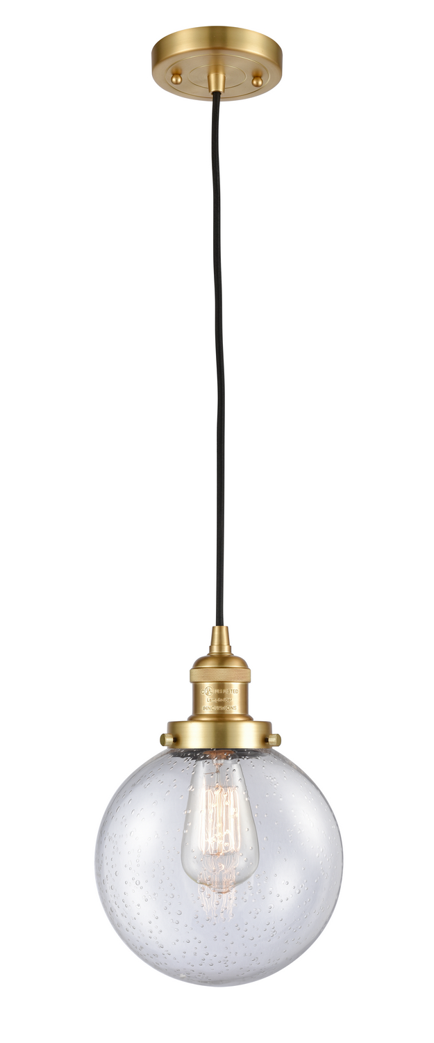One Light Mini Pendant by Innovations - Franklin Restoration Collection, Satin Gold Finish - 201C-SG-G204-8