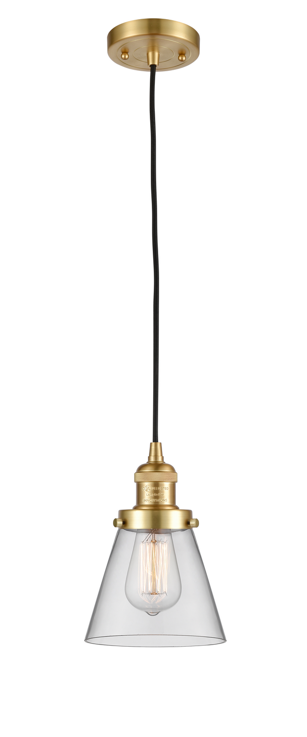 One Light Mini Pendant by Innovations - Franklin Restoration Collection, Satin Gold Finish - 201C-SG-G62