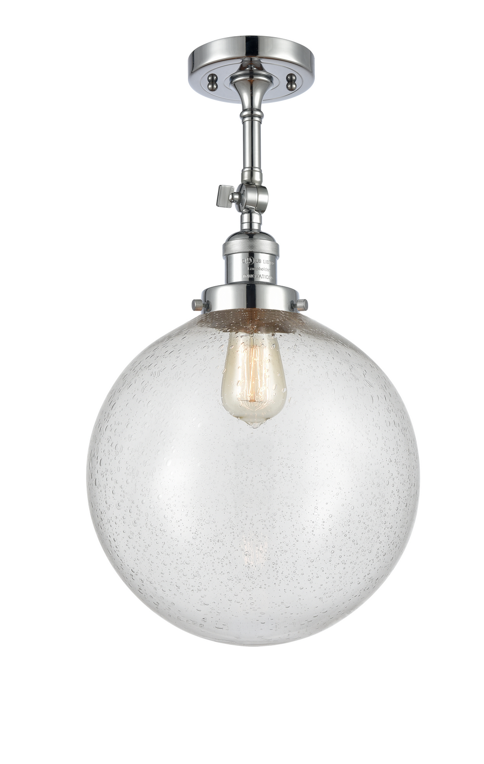 One Light Semi-Flush Mount by Innovations - Franklin Restoration Collection, Polished Chrome Finish - 201F-PC-G204-12