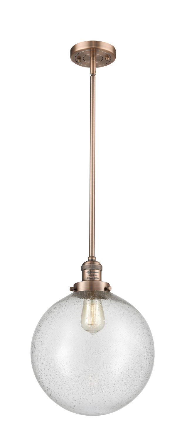 One Light Mini Pendant by Innovations - Franklin Restoration Collection, Antique Copper Finish - 201S-AC-G204-12