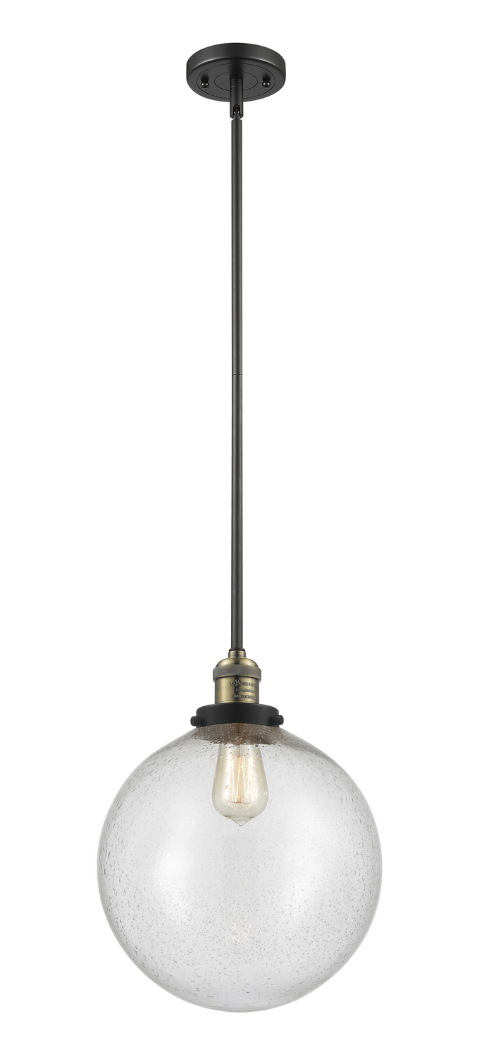 One Light Mini Pendant by Innovations - Franklin Restoration Collection, Black Antique Brass Finish - 201S-BAB-G204-12