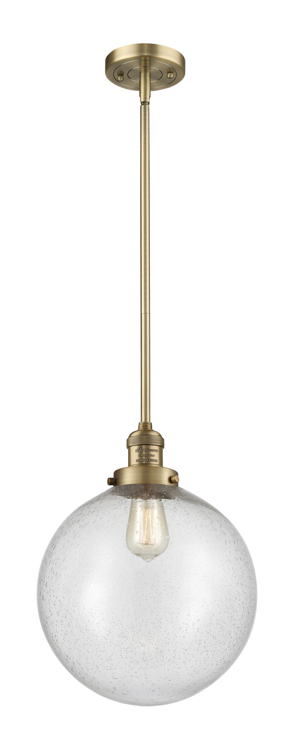 One Light Mini Pendant by Innovations - Franklin Restoration Collection, Brushed Brass Finish - 201S-BB-G204-12