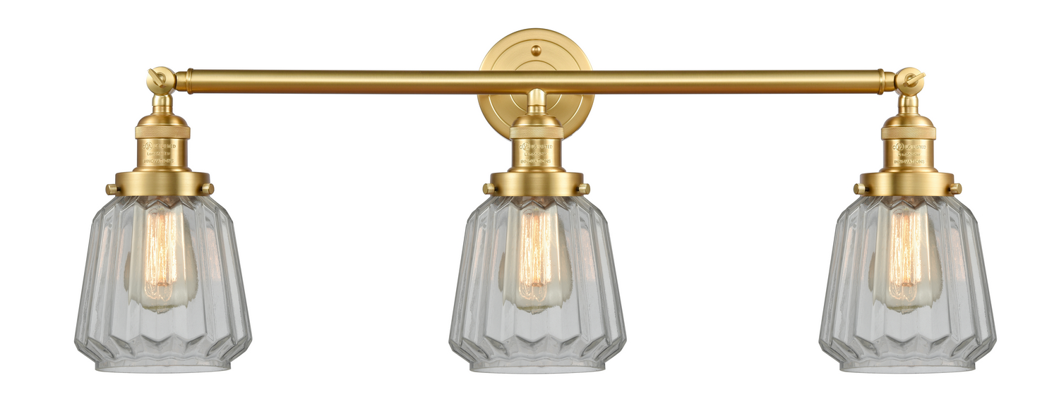 Three Light Bath Vanity by Innovations - Franklin Restoration Collection, Satin Gold Finish - 205-SG-G142