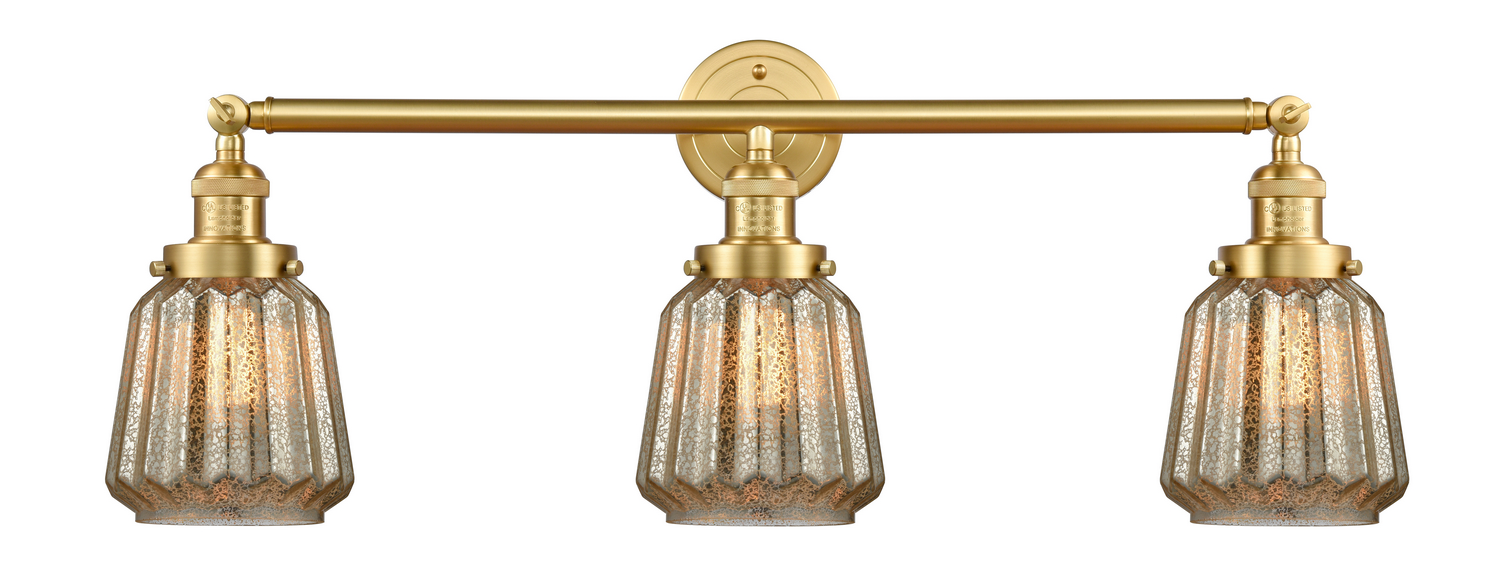 Three Light Bath Vanity by Innovations - Franklin Restoration Collection, Satin Gold Finish - 205-SG-G146