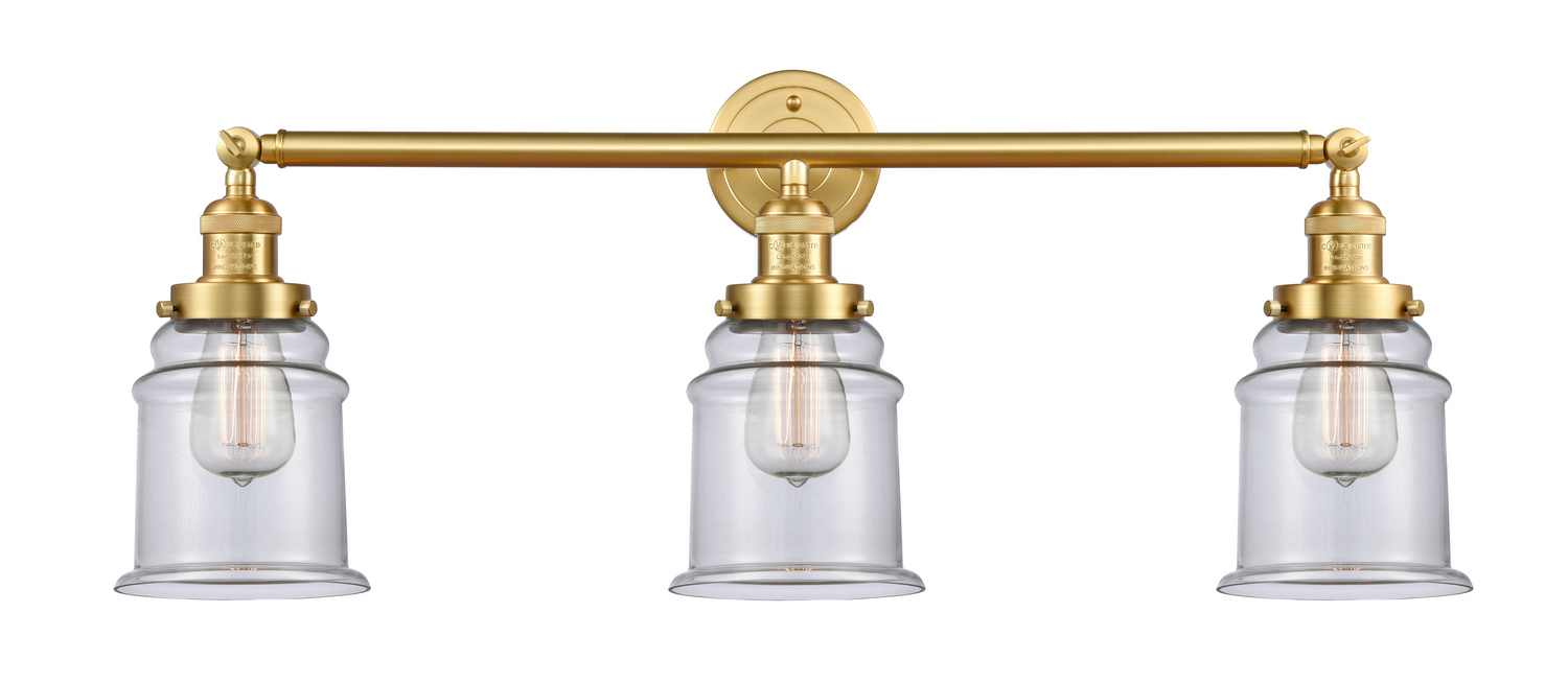 Three Light Bath Vanity by Innovations - Franklin Restoration Collection, Satin Gold Finish - 205-SG-G182