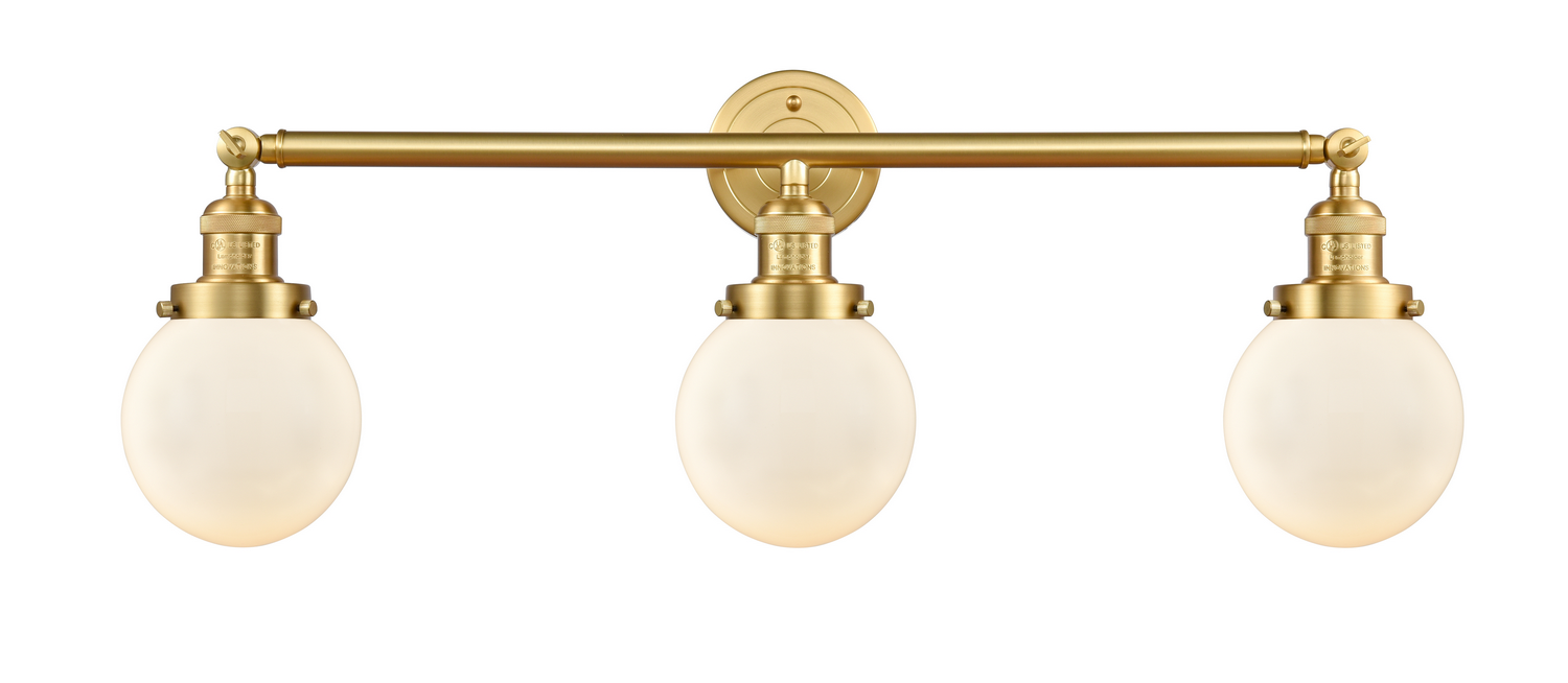 Three Light Bath Vanity by Innovations - Franklin Restoration Collection, Satin Gold Finish - 205-SG-G201-6