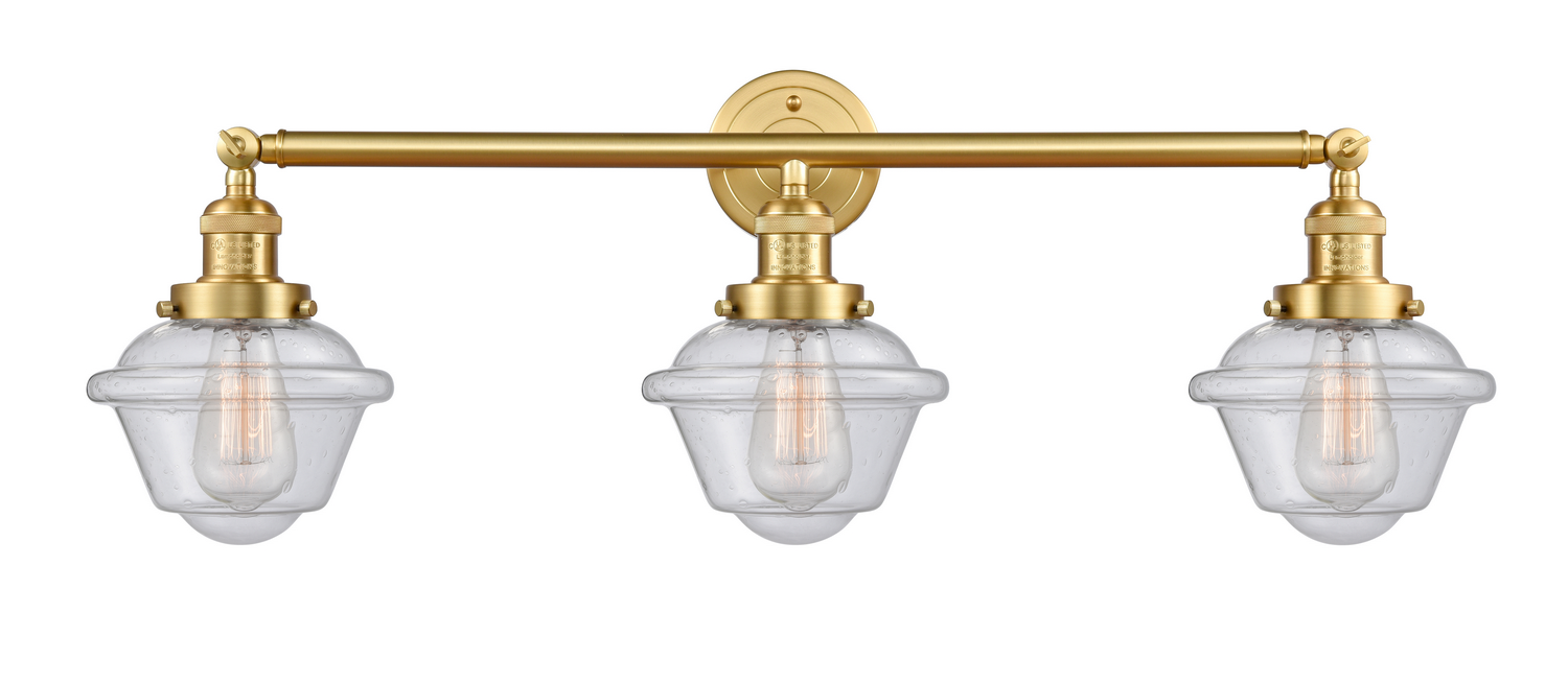 Three Light Bath Vanity by Innovations - Franklin Restoration Collection, Satin Gold Finish - 205-SG-G534