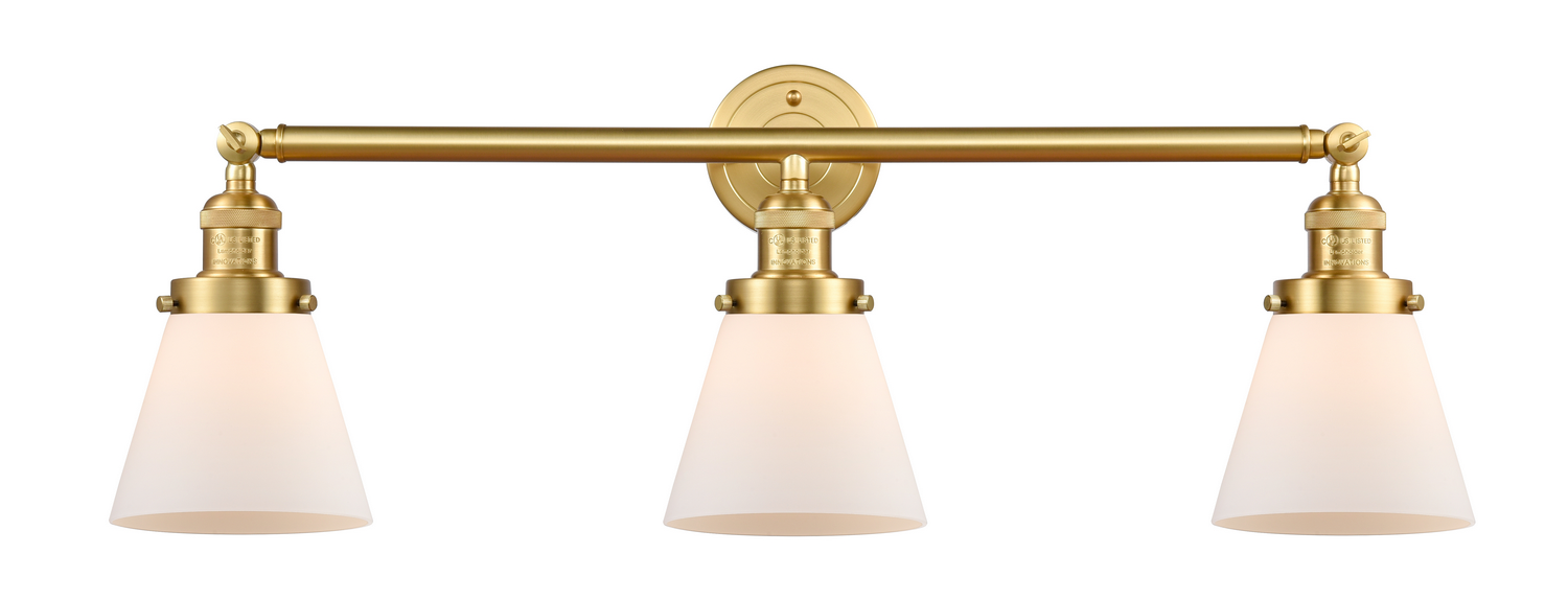 Three Light Bath Vanity by Innovations - Franklin Restoration Collection, Satin Gold Finish - 205-SG-G61