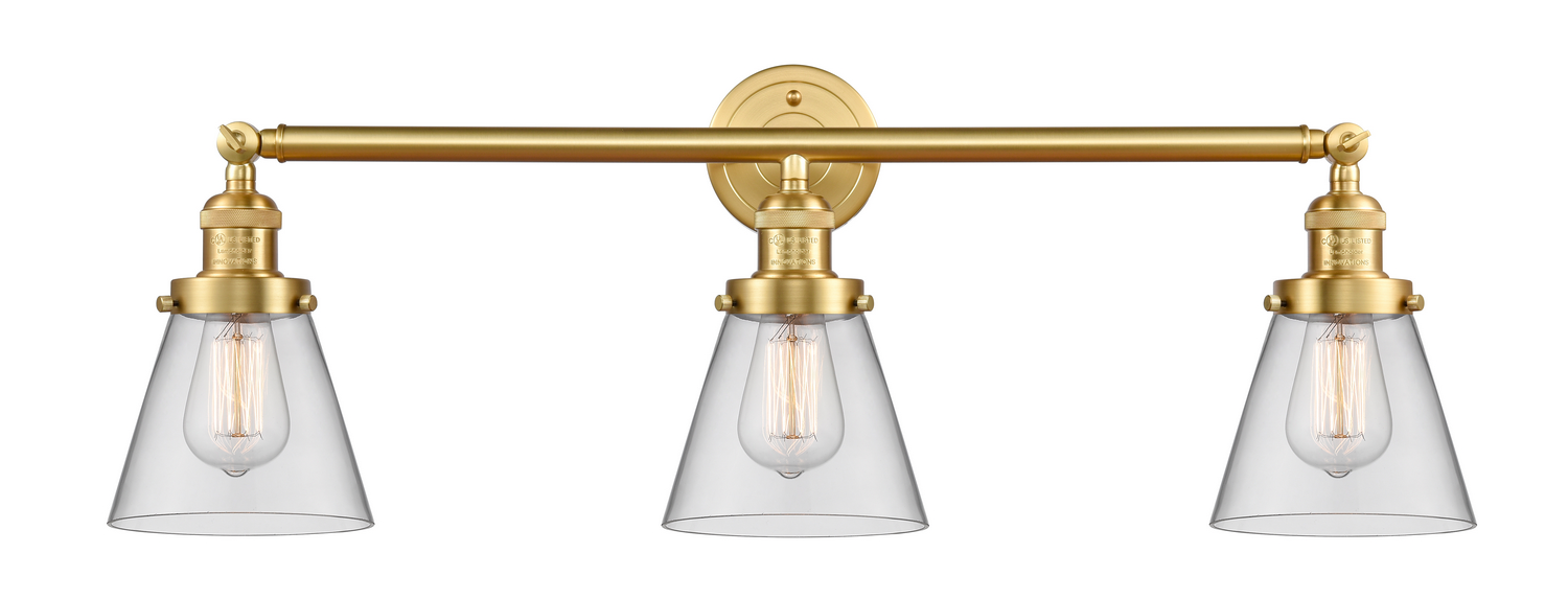 Three Light Bath Vanity by Innovations - Franklin Restoration Collection, Satin Gold Finish - 205-SG-G62