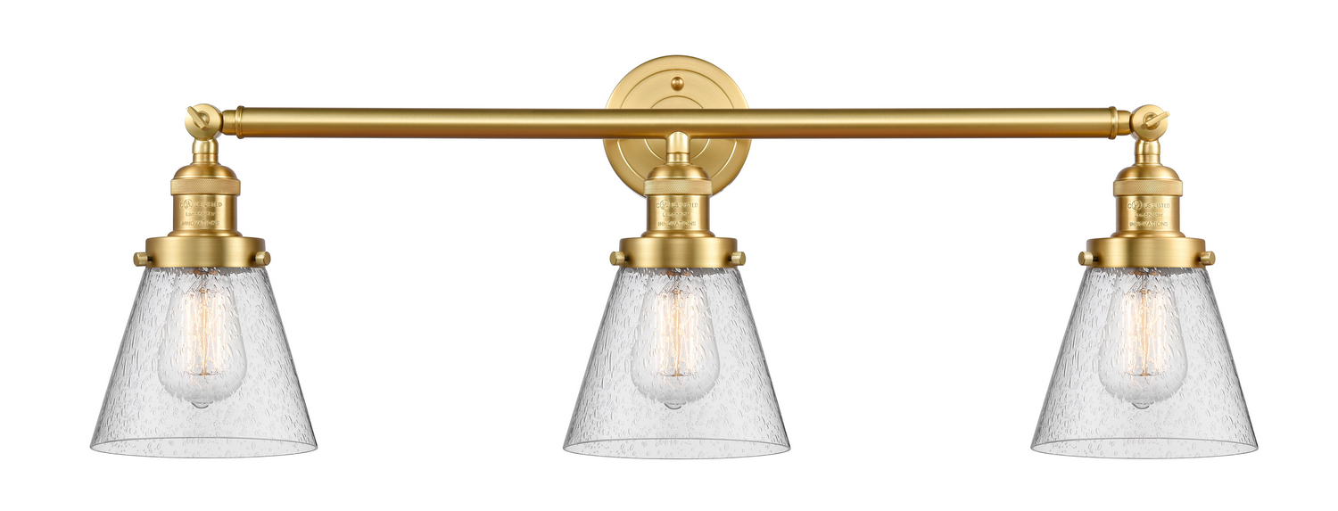 Three Light Bath Vanity by Innovations - Franklin Restoration Collection, Satin Gold Finish - 205-SG-G64