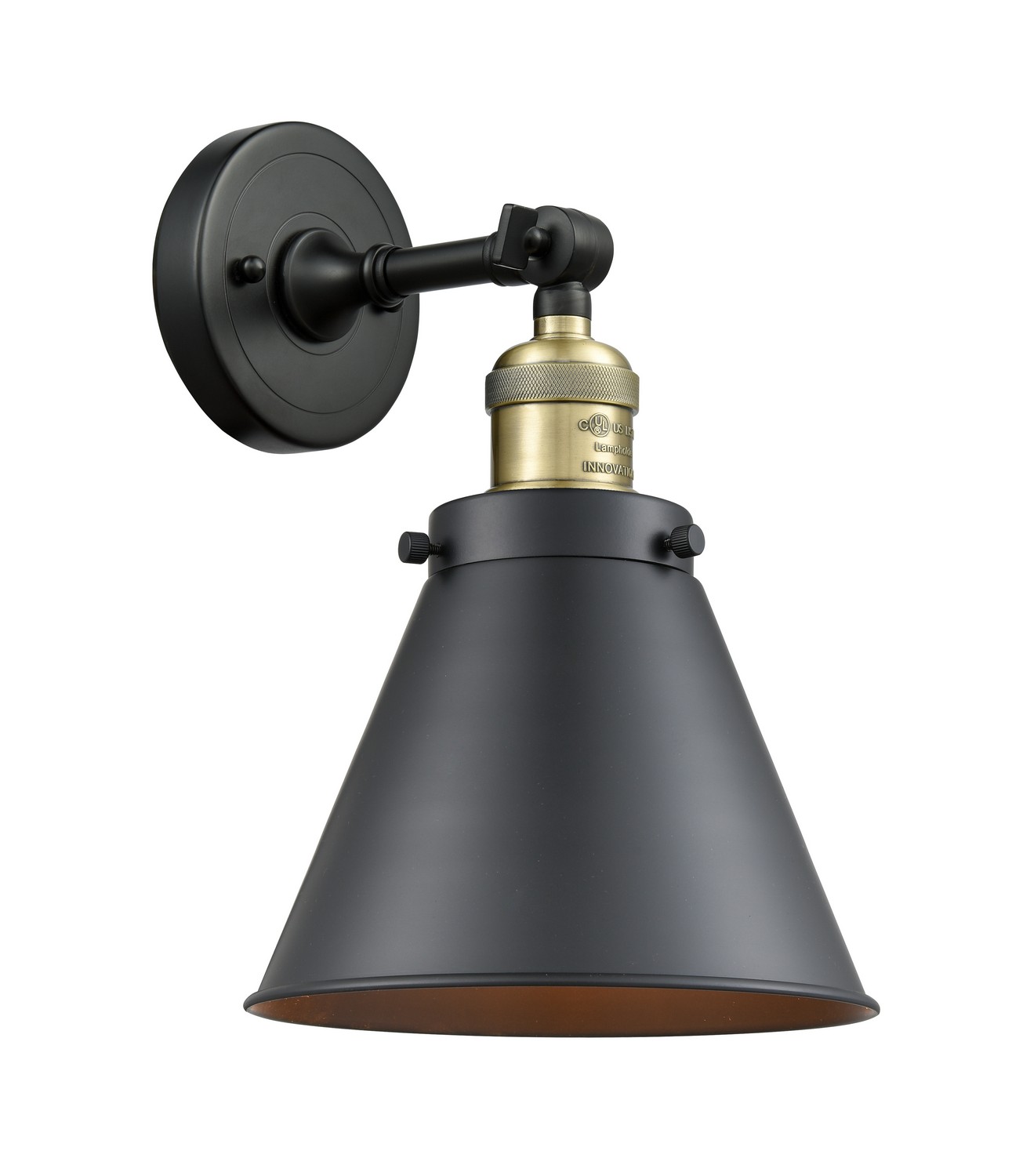 LED Wall Sconce by Innovations - Franklin Restoration Collection, Black Antique Brass Finish - 203-BAB-M13-BK-LED