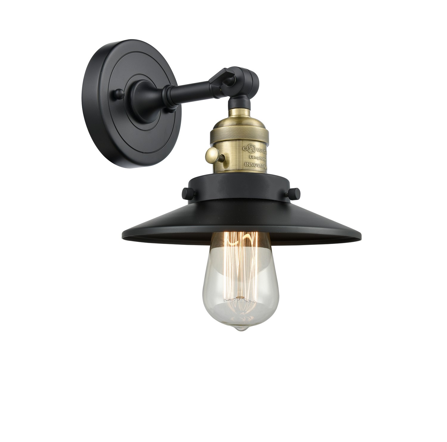 One Light Wall Sconce by Innovations - Franklin Restoration Collection, Black Antique Brass Finish - 203SW-BAB-M6