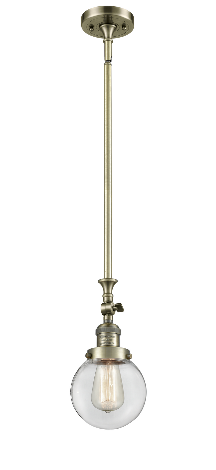 LED Mini Pendant by Innovations - Franklin Restoration Collection, Antique Brass Finish - 206-AB-G202-6-LED