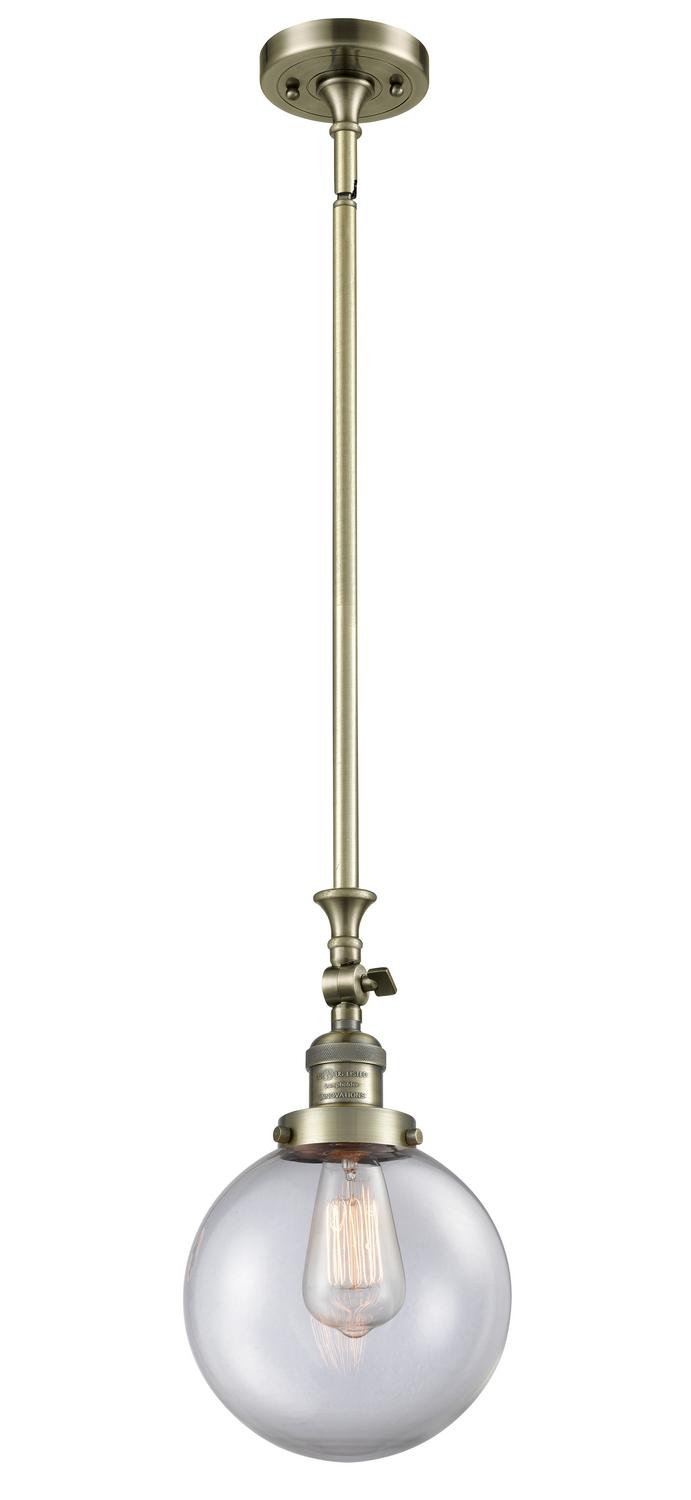 One Light Mini Pendant by Innovations - Franklin Restoration Collection, Antique Brass Finish - 206-AB-G202-8