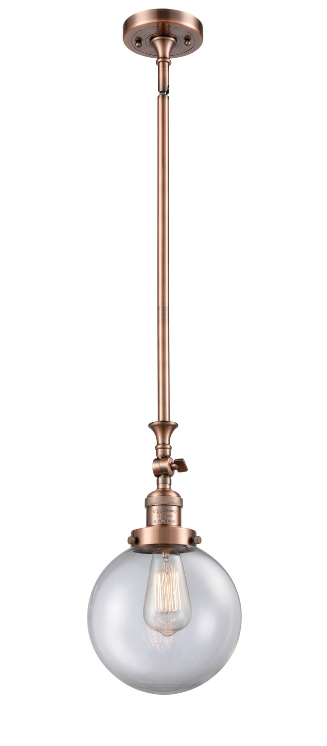 LED Mini Pendant by Innovations - Franklin Restoration Collection, Antique Copper Finish - 206-AC-G202-8-LED