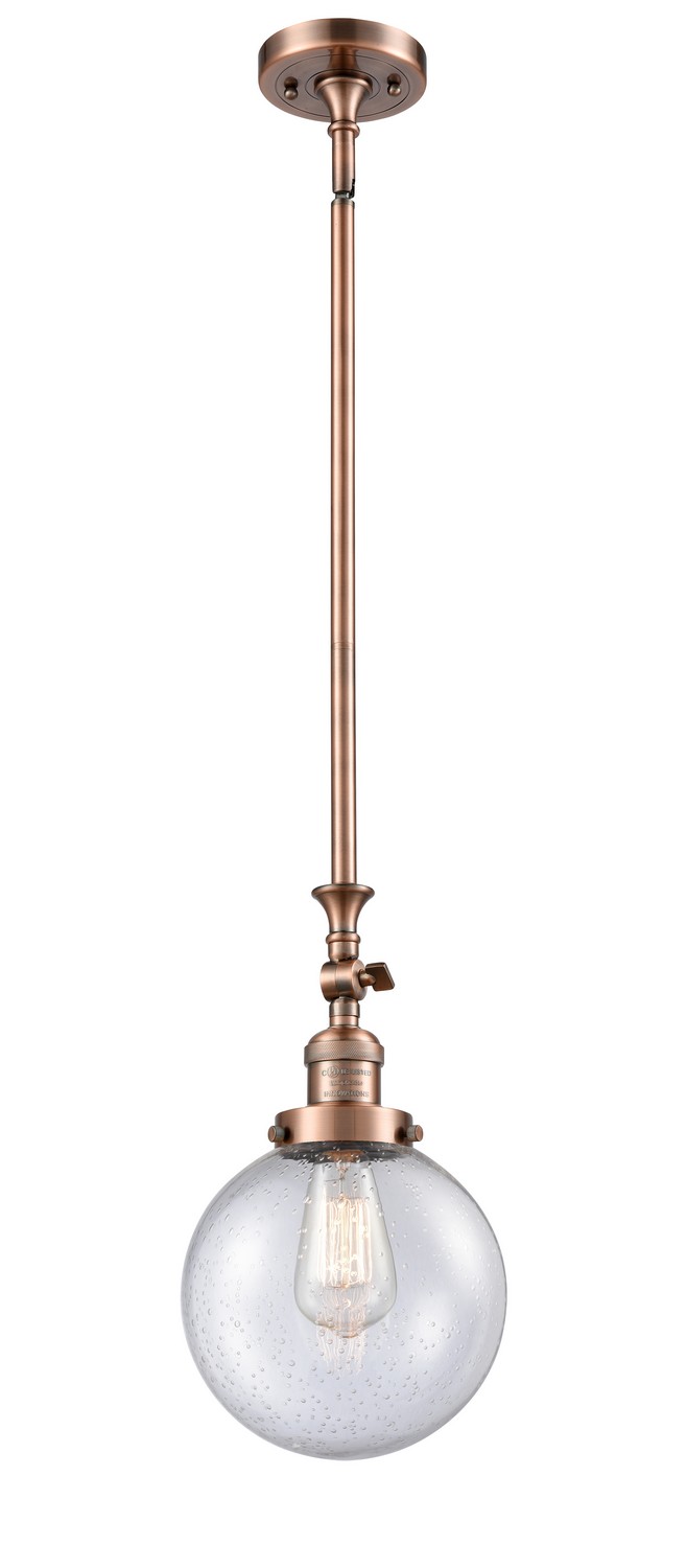 LED Mini Pendant by Innovations - Franklin Restoration Collection, Antique Copper Finish - 206-AC-G204-8-LED
