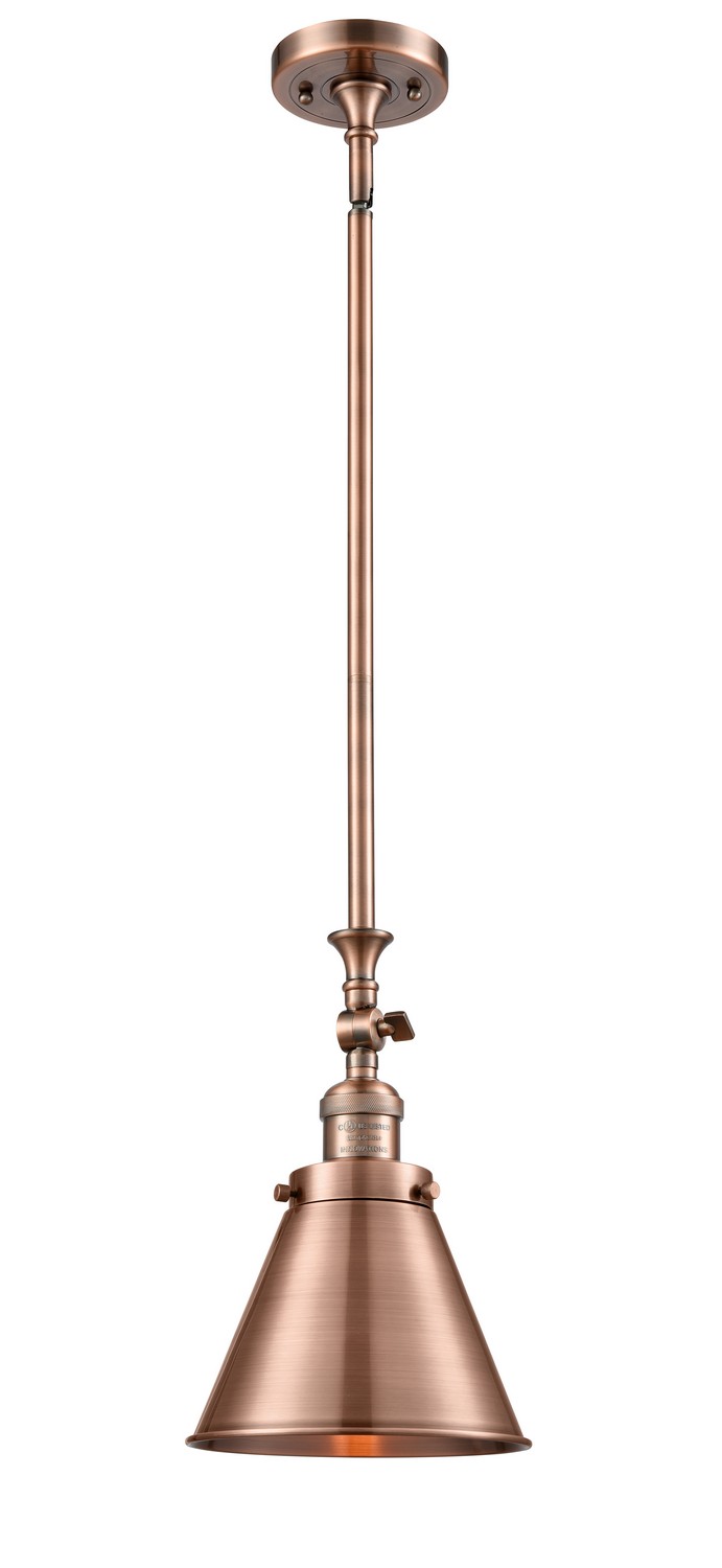 LED Mini Pendant by Innovations - Franklin Restoration Collection, Antique Copper Finish - 206-AC-M13-AC-LED