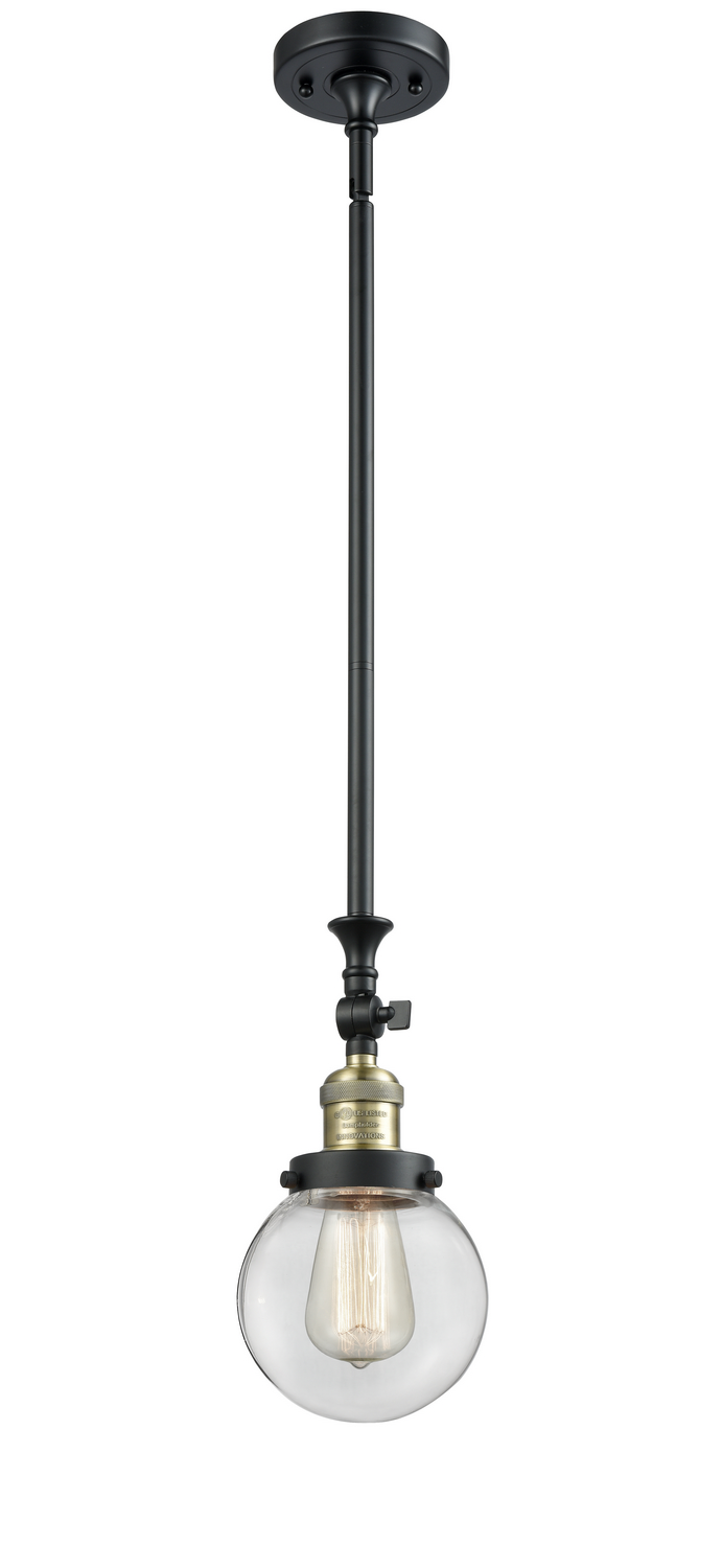 One Light Mini Pendant by Innovations - Franklin Restoration Collection, Black Antique Brass Finish - 206-BAB-G202-6