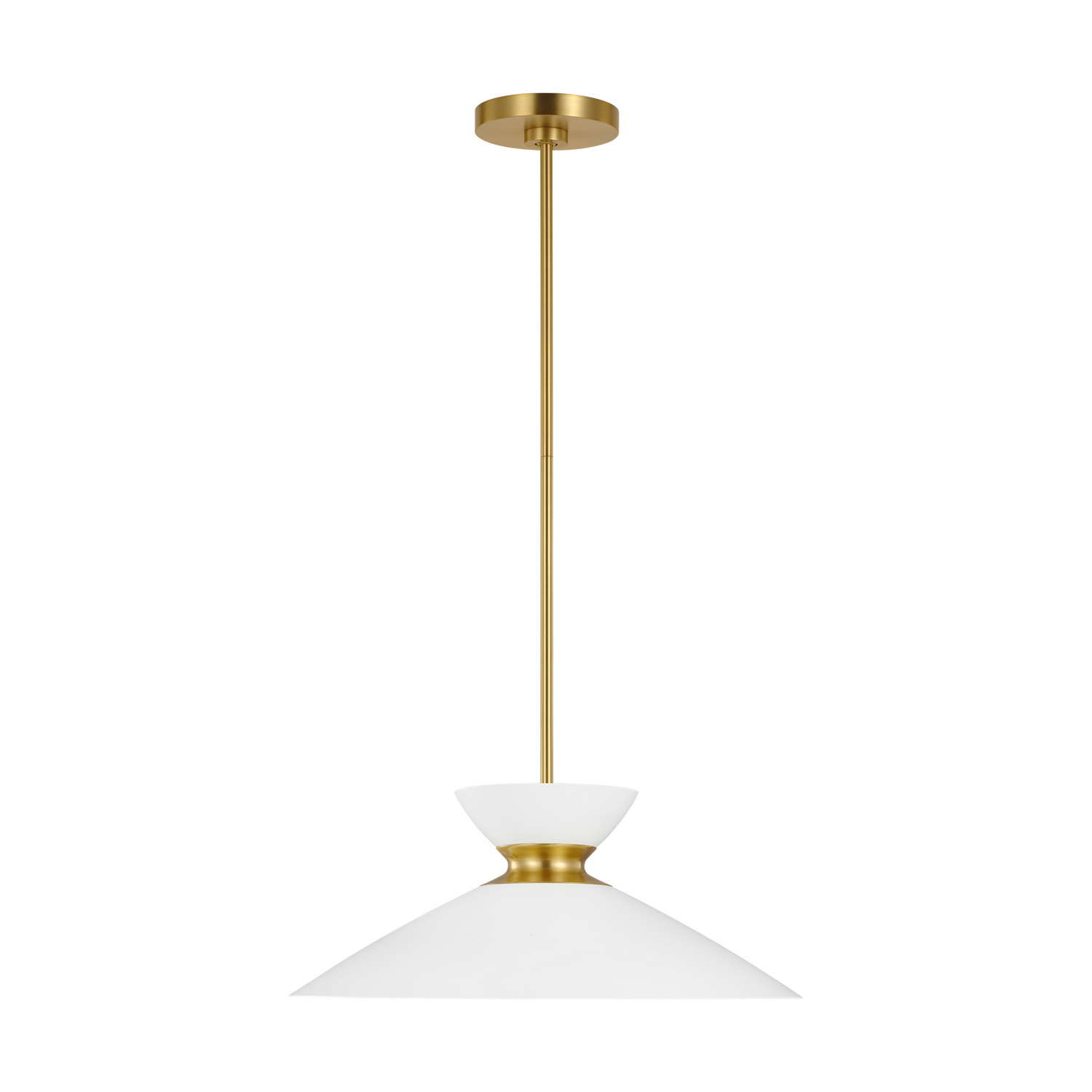 Visual Comfort Studio Heath One Light Pendant in Matte White and Burnished Brass - EP1231MWTBBS